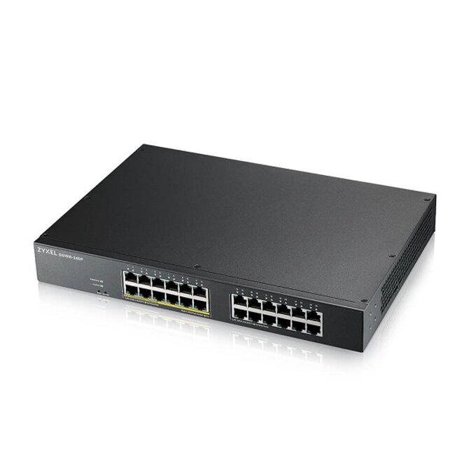 Zyxel GS1915-24EP, 24-port GbE, 12 port PoE, 130 Watt 802.3at, rackmount, Smart hybrid mode Switch, standalone 