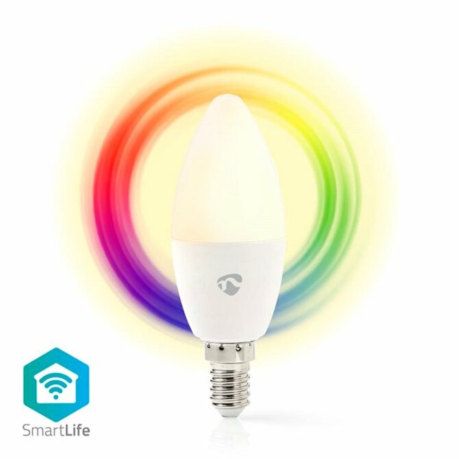 Nedis WIFILRC10E14 - SmartLife LED žárovka|Wi-Fi | E14 | 470 lm | 4.9 W | RGB / Teplé až chladné bílé | Android / IOS| s