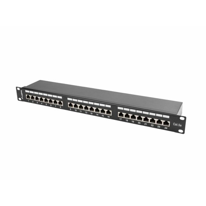 LANBERG PATCH PANEL 24 PORT 1U 19” CAT.5E SHIELDED BLACK  