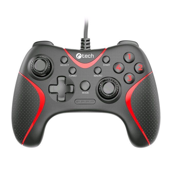 C-TECH Theon pro PC/PS3, 2 programovatelná makro tlačítka, 2x analog, X-input, vibrační, 1,8m kabel, USB