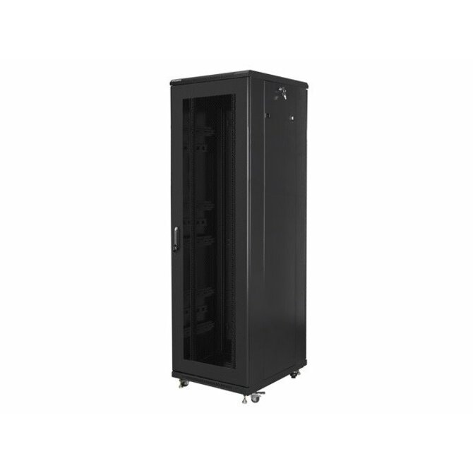 LANBERG Volně stojící skříň 19" 42U/600x800 (v rozloženém stavu) síťované dveře černá (RAL9004)  