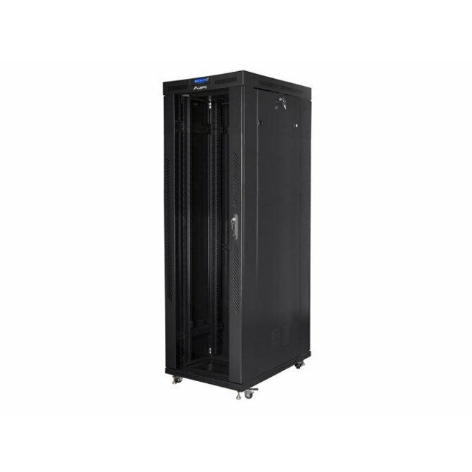 LANBERG Volně stojící skříň 19" 42U/800x1000 (v rozloženém stavu) skleněné dveře LCD černá (RAL9004)  