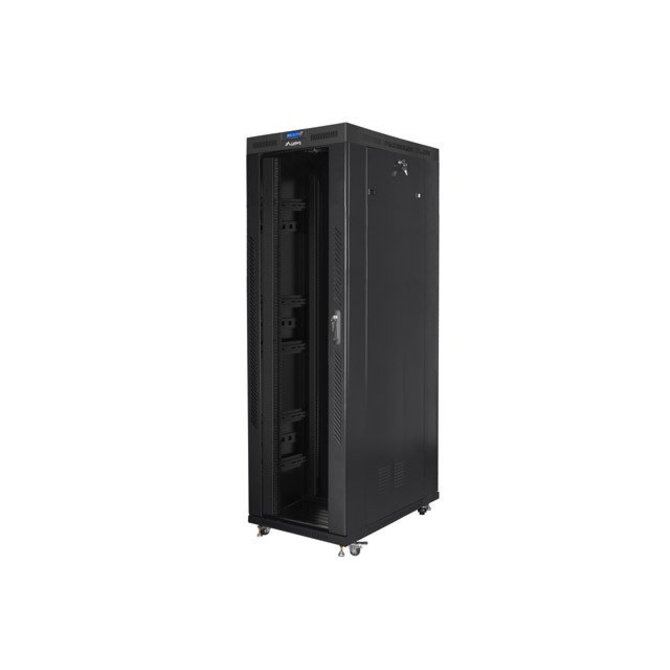 LANBERG Volně stojící skříň 19" 42U/800x1200 (v rozloženém stavu) skleněné dveře LCD černá (RAL9004)  