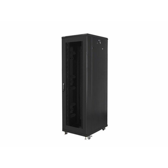 LANBERG Volně stojící skříň 19" 42U/800x800 (v rozloženém stavu) síťované dveře černá (RAL9004)  