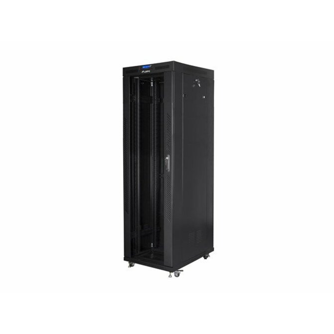 LANBERG Volně stojící skříň 19" 42U/800x800 (v rozloženém stavu) skleněné dveře LCD černá (RAL9004)  