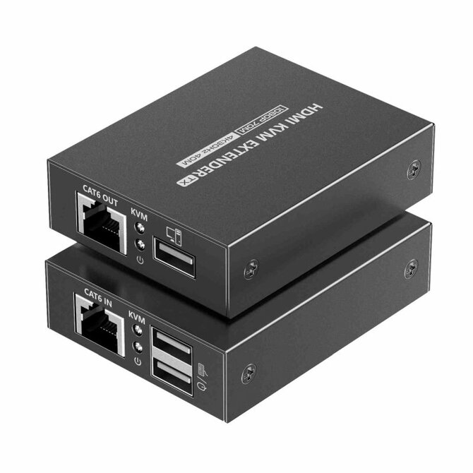 PremiumCord HDMI KVM extender 4K a FULL HD 1080p na 70m s přenosem USB