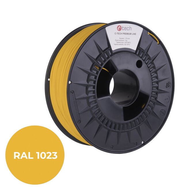 C-TECH tisková struna PREMIUM LINE ( filament ) , ABS, dopravní žlutá, RAL1023, 1,75mm, 1kg
