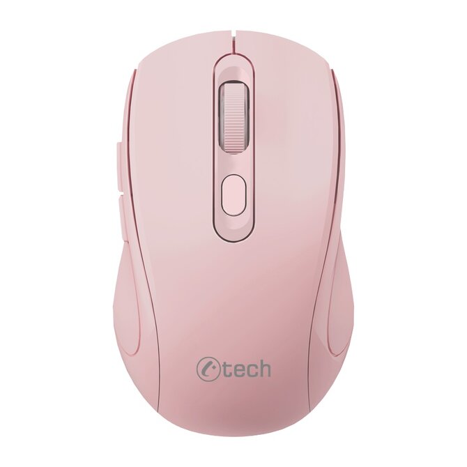 C-TECH myš WLM-12 Dual mode, bezdrátová, BT5.0 + 2,4GHz, 1600DPI, 6 tlačítek, USB nano receiver, růžová