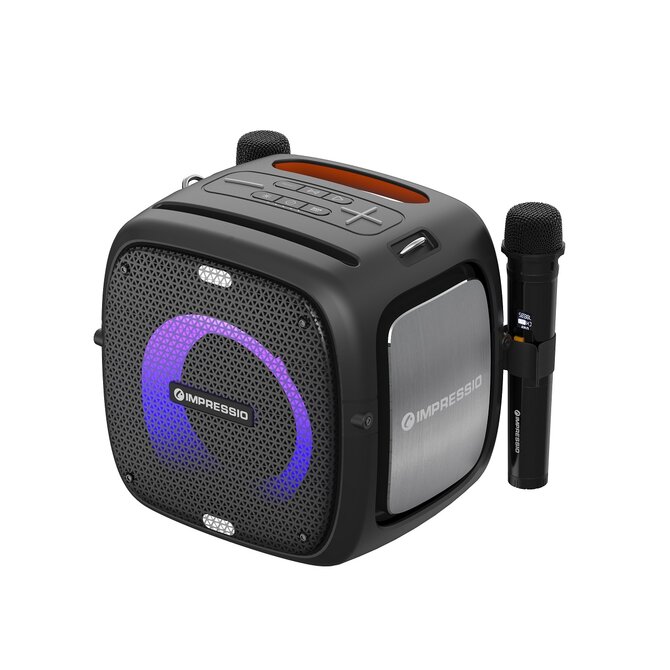 C-TECH repro Impressio Qubis, Party reproduktor, 80W, Bluetooth, SD, USB, AUX, 2x mikrofon