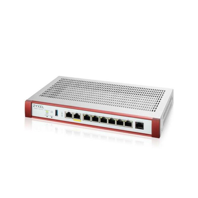 Zyxel USG FLEX 200HP Series, User-definable ports with 1*2.5G, 1*2.5G (PoE+) & 6*1G, 1*USB with1 YR Gold Security Pack