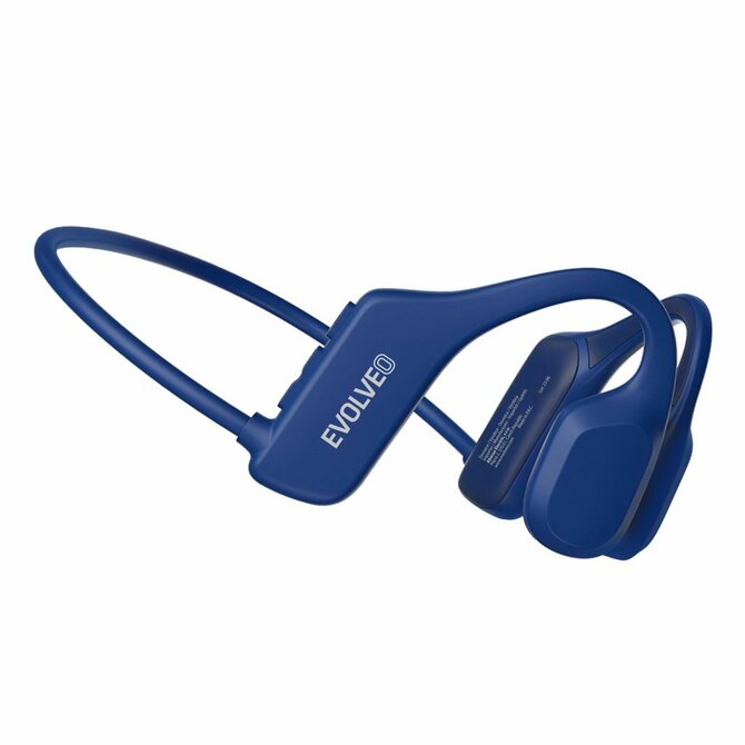 EVOLVEO BoneSwim Lite MP3 8GB, bezdrátová sluchátka s mikrofonem na lícní kosti, modré