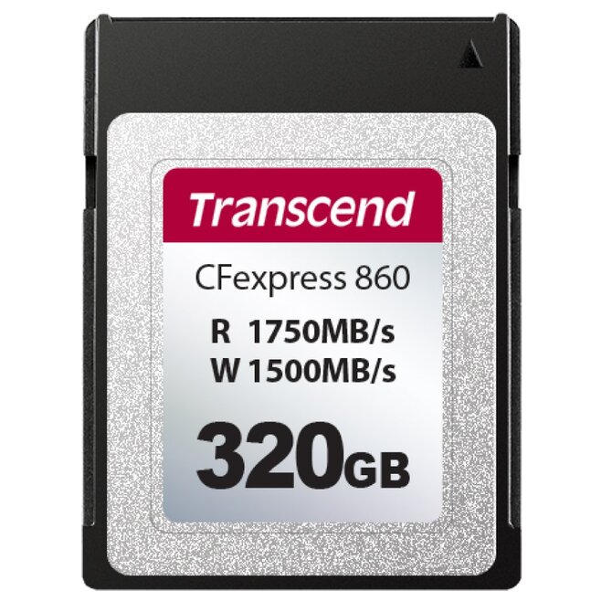 Transcend 320GB CFexpress 860 NVMe PCIe Gen3 x2 (Type B) paměťová karta, 1750MB/s R, 1500MB/s W