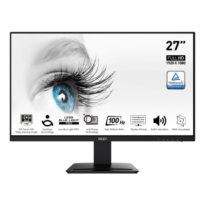 MSI monitor PRO MP273A, 27" IPS/1920 x 1080 (FHD)/100Hz/1ms/DP/HDMI/D-Sub/černá