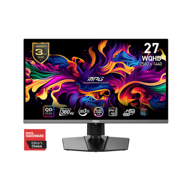 MSI MPG 271QRX QD-OLED, 26,5" QD-OLED/2560x1440 (WQHD)/ 360Hz/0,03ms/2x HDMI/DP/USB/USB-C/Výškově nastavitelný/Pivot
