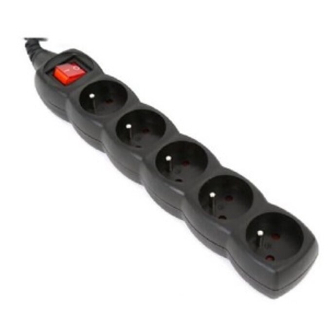 OMEGA Prodlužovací zásuvková lišta s 5 zásuvkami 3,0M 16A 5 SOCKET TYPE E FRENCH BLACK