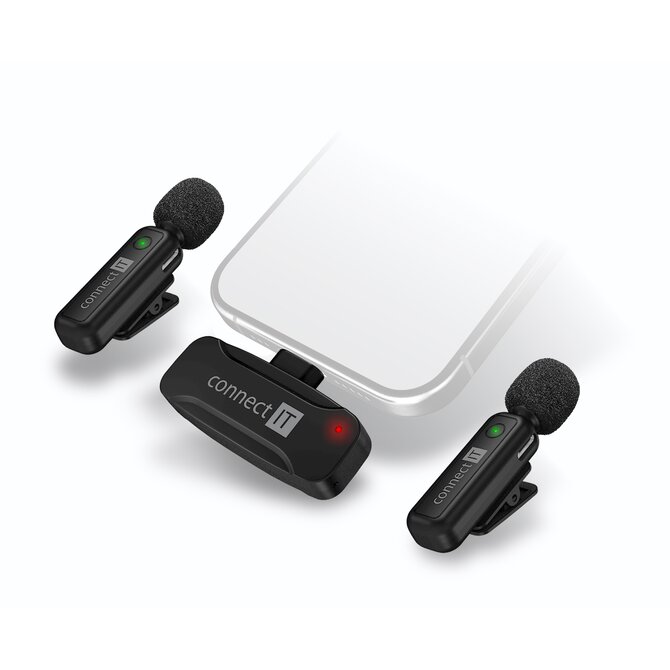 CONNECT IT Wireless Lavalier mikrofon Lightning konektor (2 ks + receiver) set ČERNÝ