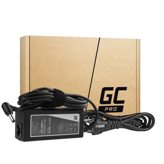 Green Cell PRO Charger / AC Adapter 19V 3.42A 65W for Asus R510C R510L R556L X550C X550L Toshiba Satellite C650 L750