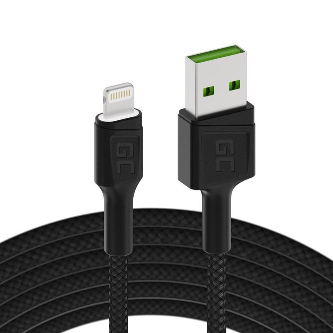 Green Cell Kabel Ray USB-A - Lightning 1,2m LED s rychlým nabíjením pro Apple iPhone