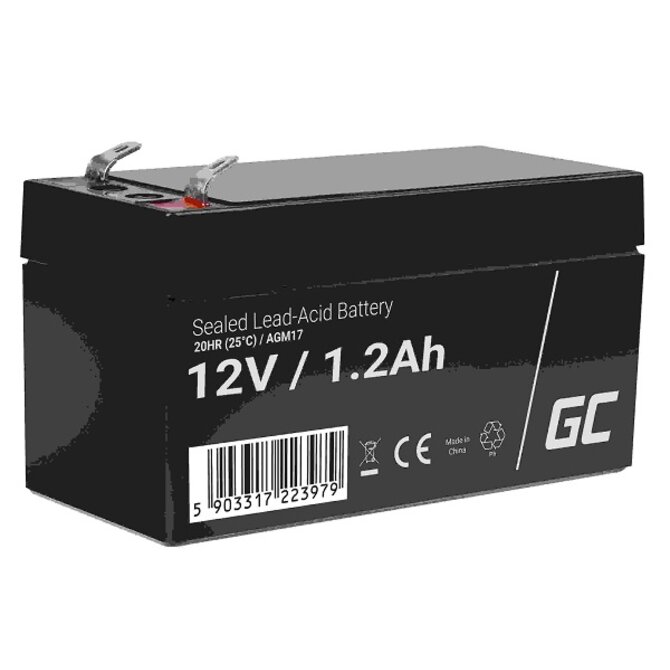 Green Cell AGM VRLA 12V 1.2Ah maintenance-free battery for the alarm system, cash register, toys