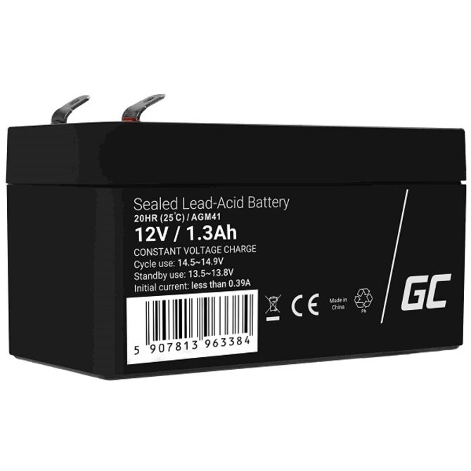 Green Cell AGM VRLA 12V 1.3Ah maintenance-free battery for the alarm system, cash register, toys