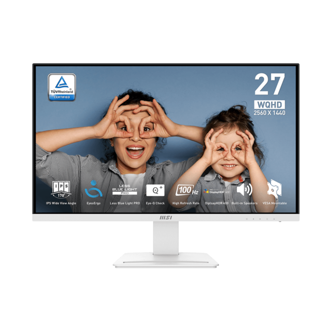 MSI monitor PRO MP273QW E2, 27" IPS/2560 x 1440 (WQHD)/100Hz/1ms/DP/2x HDMI/bílá