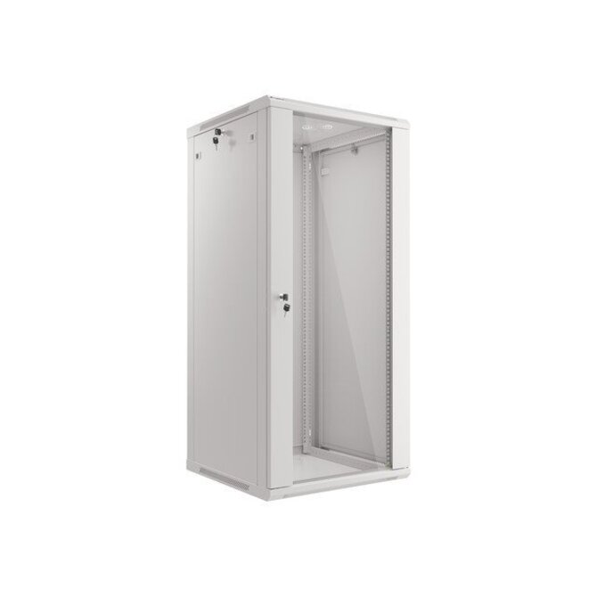 LANBERG RACKOVÁ SKŘÍŇ 19" NÁSTĚNNÁ 27U/600X600 (v rozloženém stavu) S PROSKLENÝMI DVEŘMI ŠEDÁ  V2