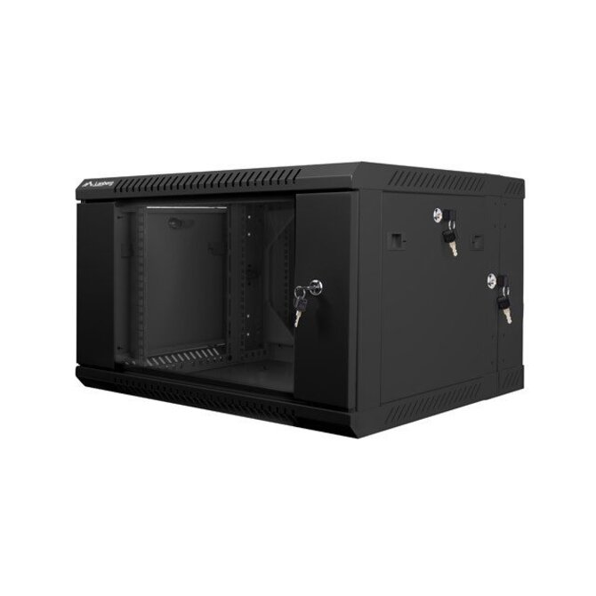 LANBERG RACKOVÁ SKŘÍŇ 19" DVOUDÍLNÁ NÁSTĚNNÁ 6U/600X600 (v rozloženém stavu) ČERNÁ 