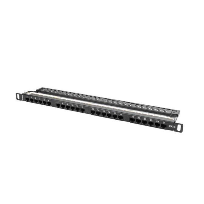 LANBERG PATCH PANEL 24 PORTŮ 0,5U 19" CAT.6 UTP ČERNÝ 