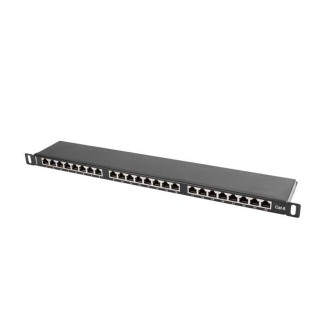 LANBERG PATCH PANEL 24 PORTŮ 0,5U 19" CAT.6 FTP STÍNĚNÝ ČERNÝ 