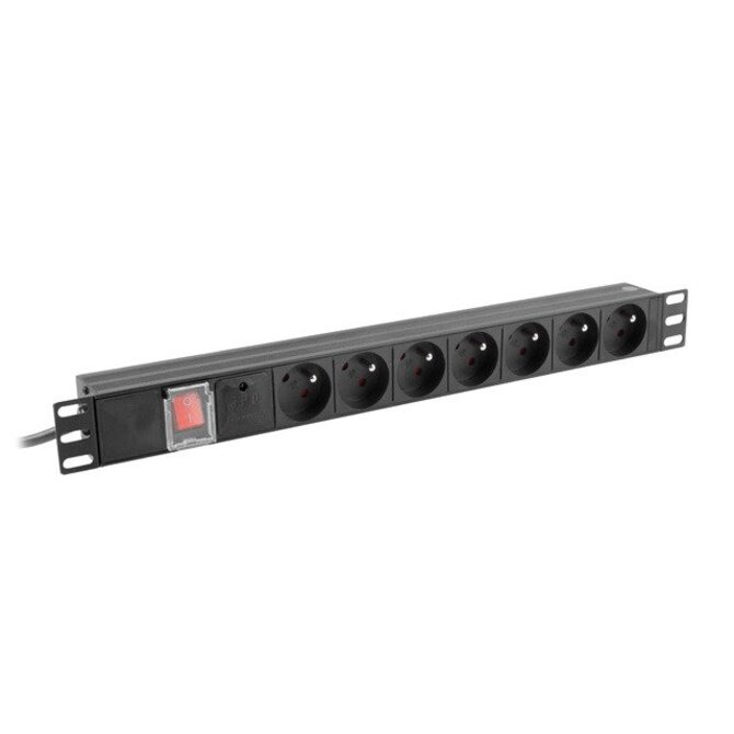 LANBERG NAPÁJECÍ DISTRIBUČNÍ JEDNOTKA (PDU) 19"  1U 10A 2M 7X FRANCOUZSKÉ ZÁSUVKY ČERNÁ C14