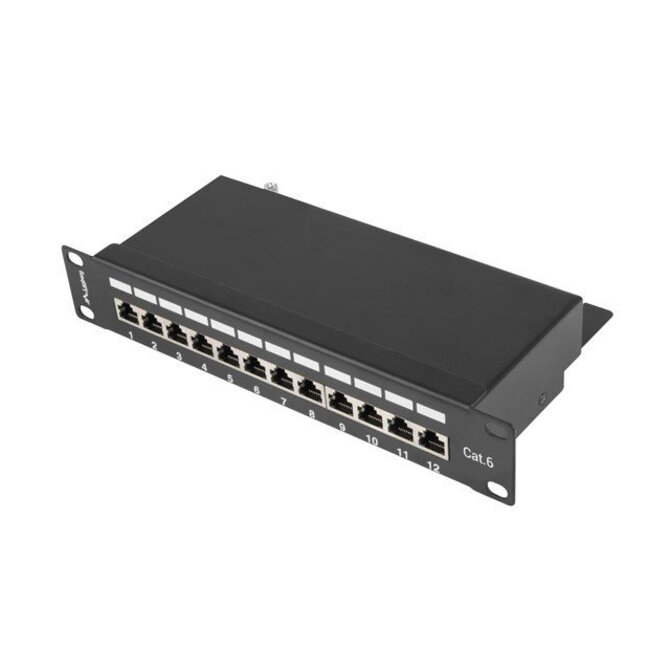 LANBERG PATCH PANEL 12PORT 1U 10" CAT.6 FTP STÍNĚNÝ ČERNÝ 