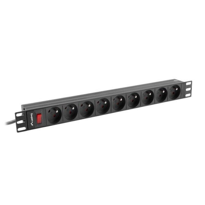 LANBERG NAPÁJECÍ DISTRIBUČNÍ JEDNOTKA (PDU) 19"  1U 16A 3M 9X FRANCOUZSKÉ ZÁSUVKY ČERNÁ