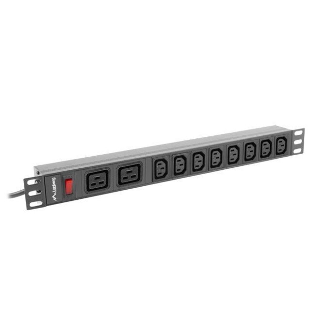 LANBERG 19"  1U 16A 2M 2X C19 8X IEC C13 ZÁSUVKY ČERNÁ C20