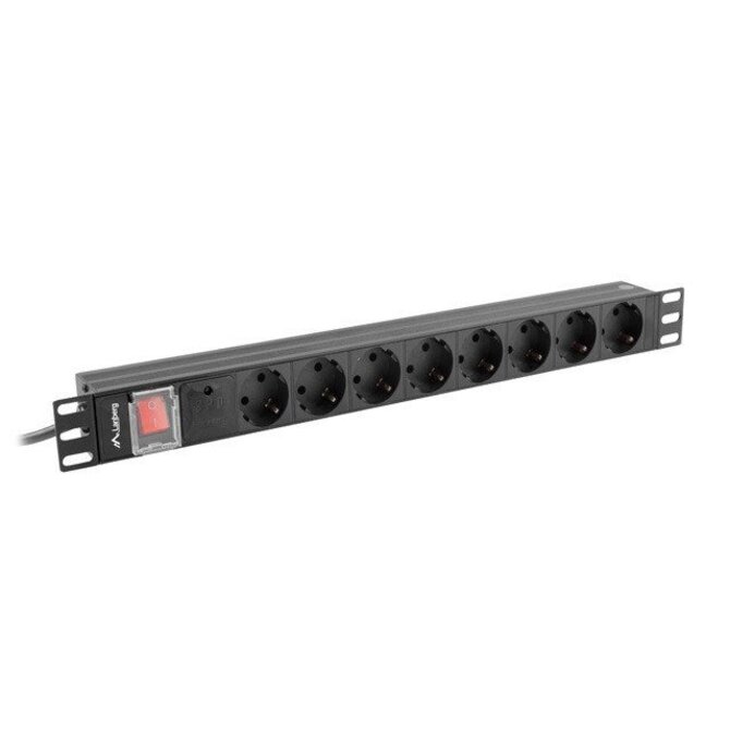 LANBERG NAPÁJECÍ DISTRIBUČNÍ JEDNOTKA (PDU) 19"  1U 16A 2M 8X SCHUKO ZÁSUVKY ČERNÁ