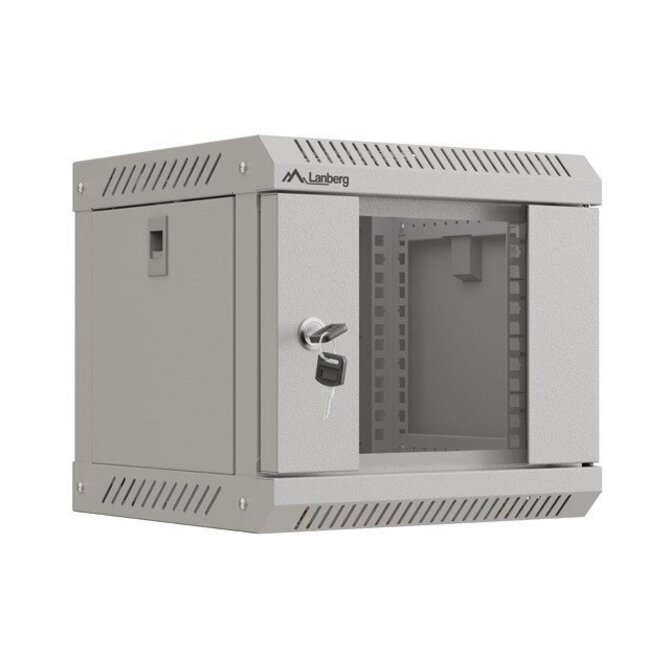 LANBERG RACKOVÁ SKŘÍŇ 10" NÁSTĚNNÁ 4U/300X300 (v rozloženém stavu) S PROSKLENÝMI DVEŘMI ŠEDÁ 
