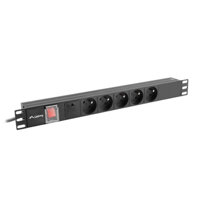 LANBERG NAPÁJECÍ DISTRIBUČNÍ JEDNOTKA (PDU) 19"  1U 16A 2M 5X FRANCOUZSKÉ ZÁSUVKY ČERNÁ