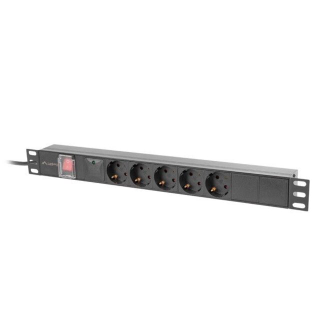 LANBERG NAPÁJECÍ DISTRIBUČNÍ JEDNOTKA (PDU) 19"  1U 16A 2M 5X SCHUKO ZÁSUVKY ČERNÁ