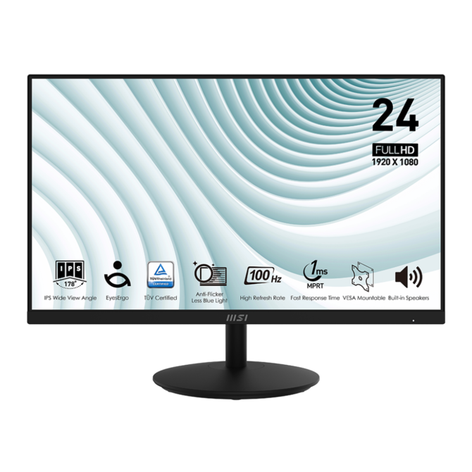 MSI monitor PRO MP242A 23,8" IPS/FHD/100Hz/1ms/HDMI/DP/VGA/černá