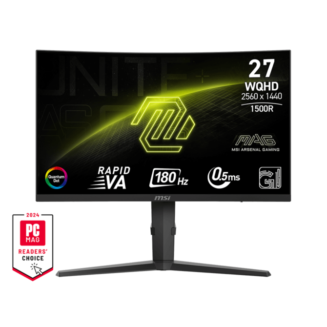 MSI Gaming monitor MAG 275CQRF QD E2 27" Rapid VA zakřivený/2560x1440 WQHD/180Hz/0,5ms/2xHDMI/DP/USB-A,B,C/Výšk.nast./černá