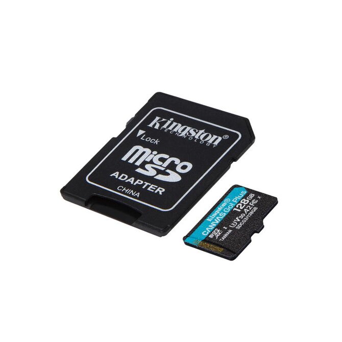 KINGSTON 128GB microSDXC Canvas Go Plus Gen4 200MB/s A2 U3 V30 Card + Adapter