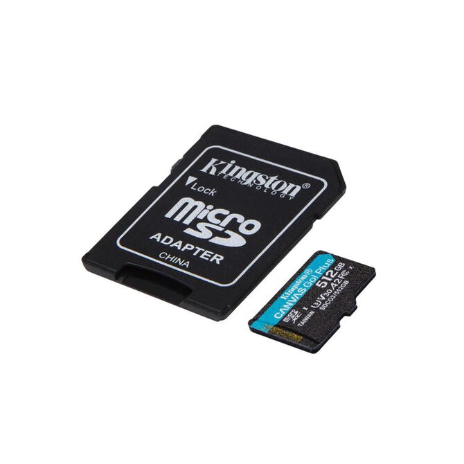 KINGSTON 512GB microSDXC Canvas Go Plus Gen4 200MB/s A2 U3 V30 Card + Adapter