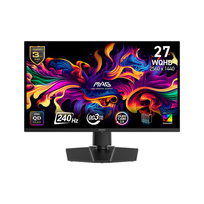 MSI MAG 271QP QD-OLED X24 gaming monitor 26,5" QD-OLED/2560x1440 (WQHD)/240Hz/0,03ms/2xHDMI/DP/Výšk.nast./Pivot