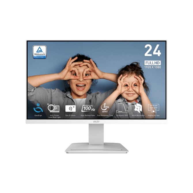 MSI monitor PRO MP2412W, 23,8" VA/1920 x 1080 FHD/100Hz/1ms/HDMI/DP/bílá