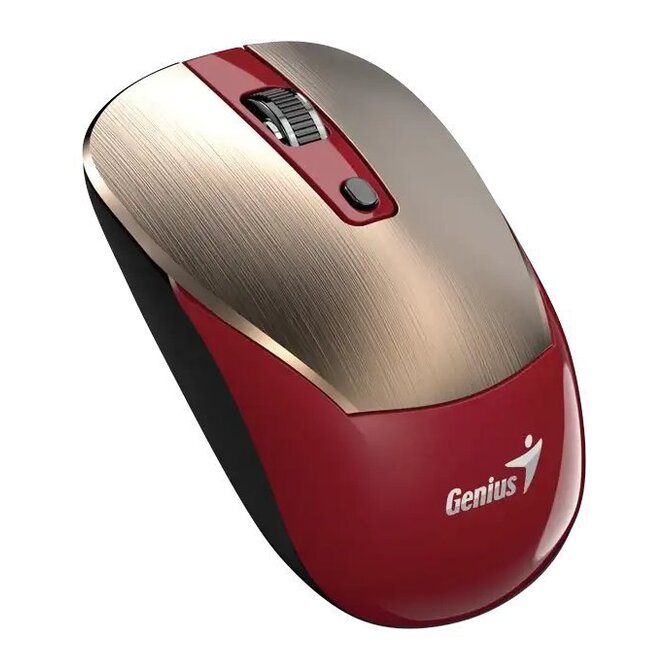 Genius NX-7125 Myš, bezdrátová, optická, 1200DPI, 4 tlačítka, Copilot, 2,4GHz, USB-A, 1× AA baterie, červeno-zlatá