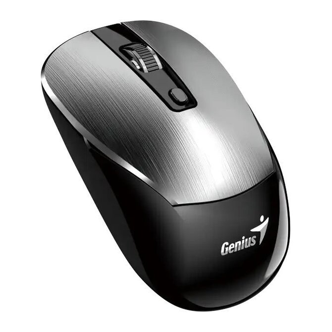 Genius NX-7125 Myš, bezdrátová, optická, 1200DPI, 4 tlačítka, Copilot, 2,4GHz, USB-A, 1× AA baterie, černo-stříbrná