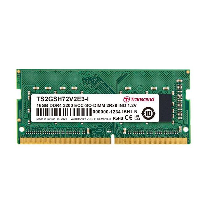 Transcend paměť 16GB Industrial ECC SODIMM DDR4 3200 1Rx8 (2Gx8)x9 CL22 1.2V