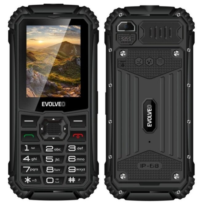 EVOLVEO StrongPhone Q1, vodotěsný odolný Dual SIM telefon, černý