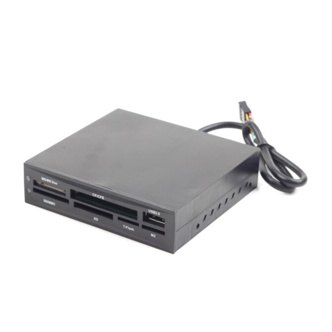 GEMBIRD Interní čtečka flash karet, 3,5" SDXC+USB černá, FDI2-ALLIN1-02-B