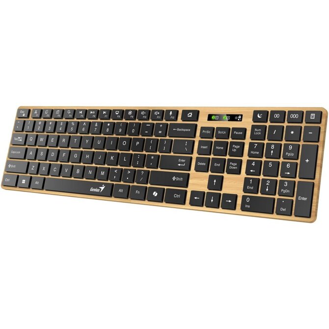 Genius Slimstar 7250BT Klávesnice, bezdrátová, Bluetooth 5.0 + 2,4GHz USB přijímač, Copilot klávesa, CZ+SK,béžovo-černá 