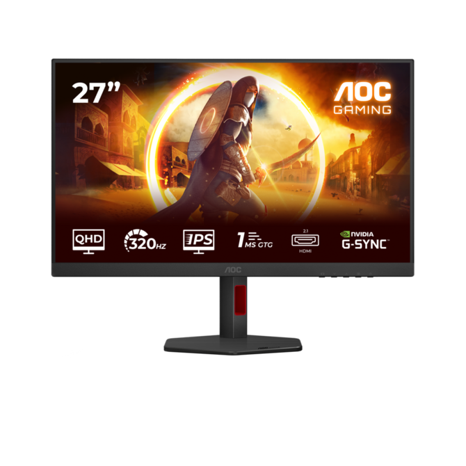 AOC LCD herní Q27G4SRU 27" IPS/2560x1440@300Hz/0,3ms/400cd/2xHDMI/DP/2xUSB/Repro/Pivot/HAS/VESA